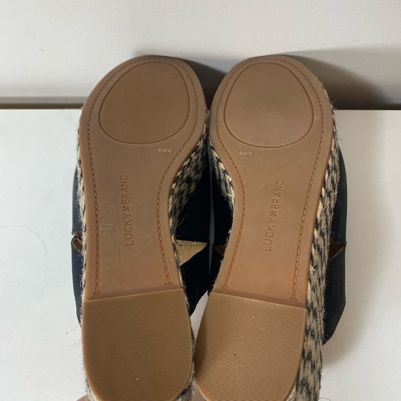 Lucky Brand  Black Wedge Heel Platform Leather Sandals Size 9.5 vacation - Picture 8 of 13